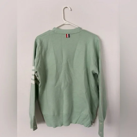 Thom Browne Women’s V-neck Casual Long-sleeved Cardigan Jacket Mint Size 2 - Picture 7 of 8